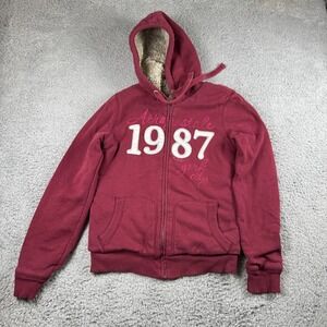 Y2K Aeropostale Hoodie Faux Fur Lined Junior Large Zip Sweatshirt Jacket Vintage